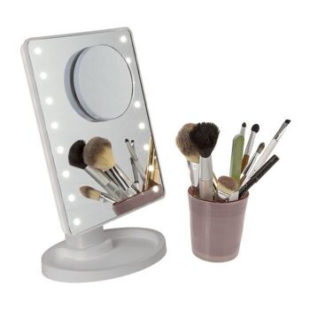 Miroir de maquillage avec 16 LED et miroir grossissant, 4