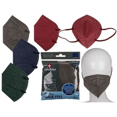 Protective mask FFP2 NR, 5-layer, set of 3, 15x10cm2
