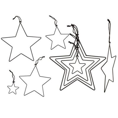 Black Metal Hanging Stars Set of 4