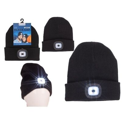 Cappello nero con 4 LED (batterie incluse),