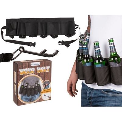 Black bottle holder, beer belt, approx. 124 cm,