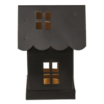 Maison décorative en métal noir pour bougies chauffe-plat, 3 2