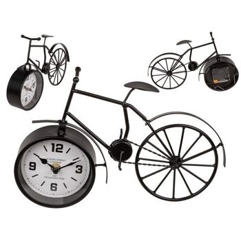 Vélo en métal noir avec horloge, 1