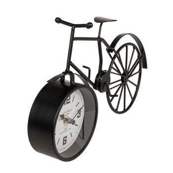 Vélo en métal noir avec horloge, 3