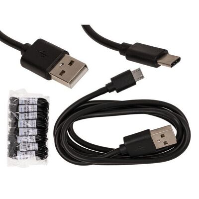 Câble USB noir, type Micro, L : environ 1 m,
