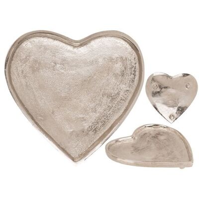 Ciotola decorativa in metallo color argento, cuore, 2