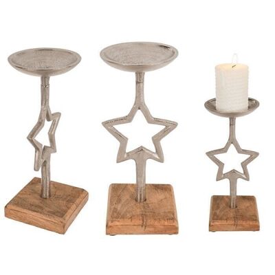 Silver-colored candlestick, star, 2
