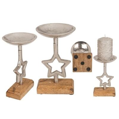 Candelabro plateado, estrella,