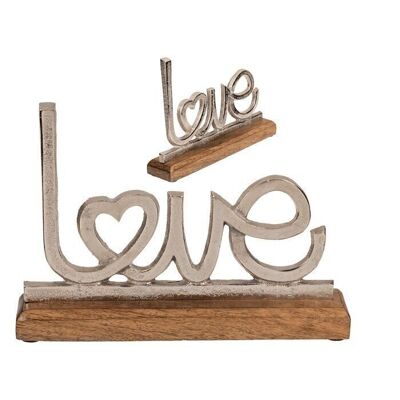 Silver colored metal lettering, Love,