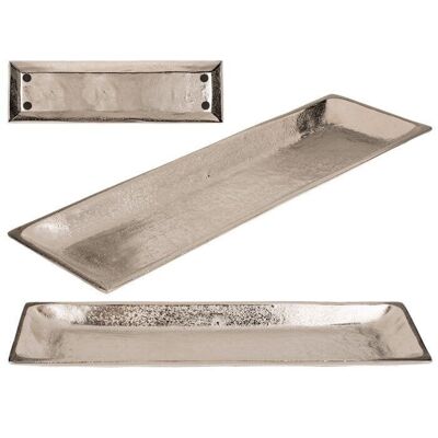 Silver colored metal tray approx. 42 x 11 x 2 cm