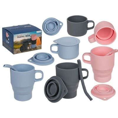 Silicone travel mug, extendable, approx. 11 x 11 cm,