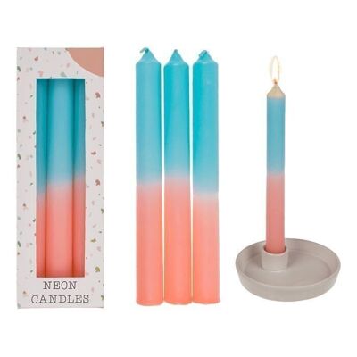 Candle with color gradient, apricot/turquoise,