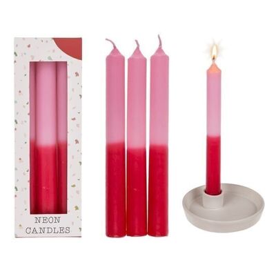 Candle with color gradient, pink/red,