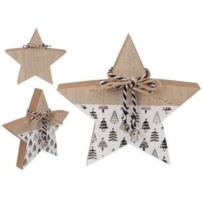 Standing wooden star, with ribbon & bell,