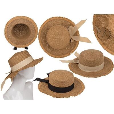 Straw hat with bow, basic chic,