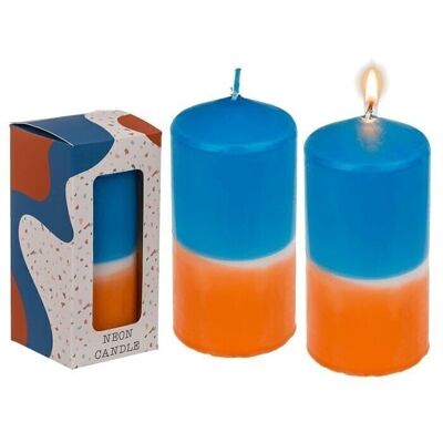 Gradient pillar candle, orange/blue