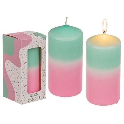 Gradient pillar candle, pink/mint