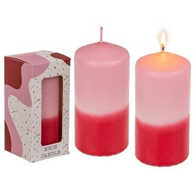 Gradient pink/red pillar candle