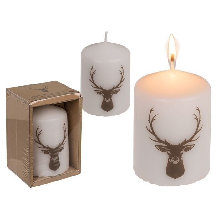 pillar candle, deer head,