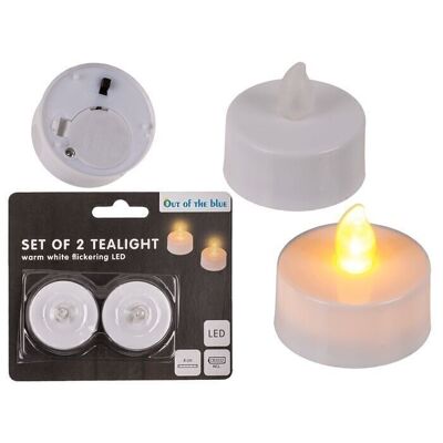 Tea light with warm white LED flickering light