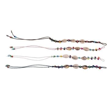 Bracelet textile coquillages & perles plastiques, 4