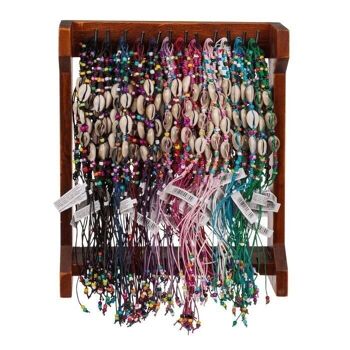 Bracelet textile coquillages & perles plastiques, 5
