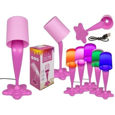 Table lamp, paint pot, neon pink, approx. 30 cm,