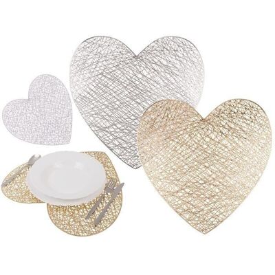 Set de table, coeur, environ 39 x 38 cm, assortiment de 2,