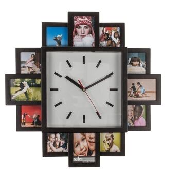 Horloge murale avec 12 cadres photo, environ 21 cm, 2