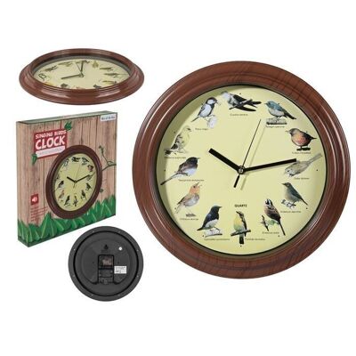 Wall clock with bird calls, D: approx. 33 cm,