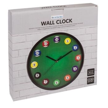 Horloge murale, table de billard, D : environ 30,5 cm, 3