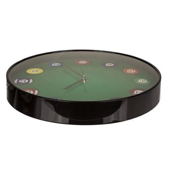 Horloge murale, table de billard, D : environ 30,5 cm, 5