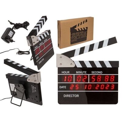 Alarm clock with digital clock & date display, film flap,