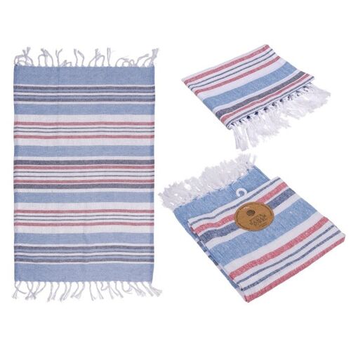 Weiß/blau/rotes Fouta-Hamamtuch