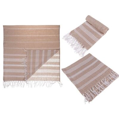 White/brown fouta hammam towel (for sauna & beach)