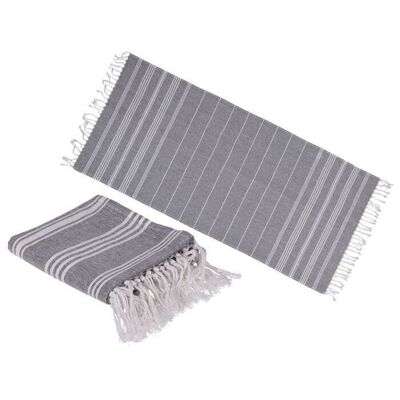 Telo hammam fouta bianco/grigio (per sauna e spiaggia)