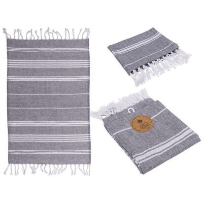 White/grey fouta hammam towel (for sauna & beach),