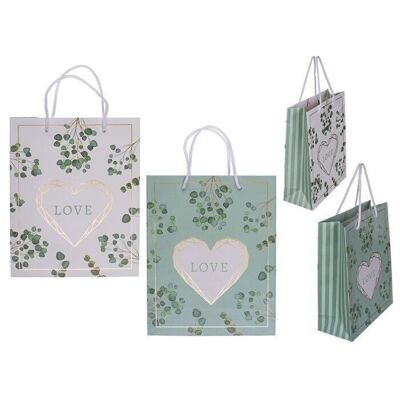White/Green Paper Gift Bag, Love