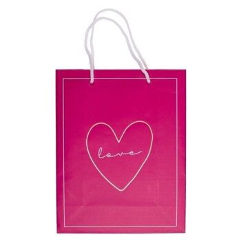 Sac cadeau en papier blanc/rose, Love, 18 cm 3