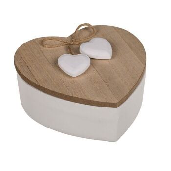 Pot en bois de cœur blanc avec couvercle & 2