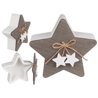 White wooden box, star with lid & star decoration,