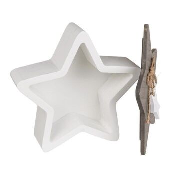 Coffret en bois blanc, étoile avec couvercle & décoration étoile, 2