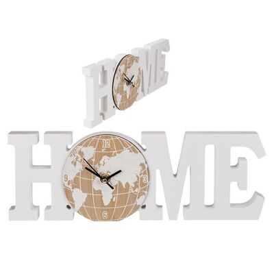 Home White Wooden World Map Clock