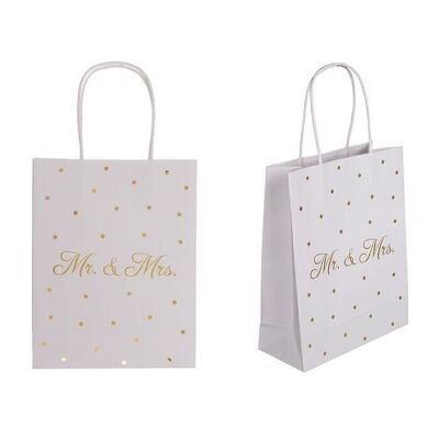 White paper gift bag, Mr & Mrs, with gold