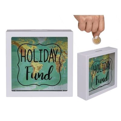 White Money Box, Holiday Fund, World Map Design,