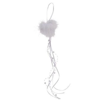 Cintre déco blanc avec plumes & rubans, environ 8 cm, 3