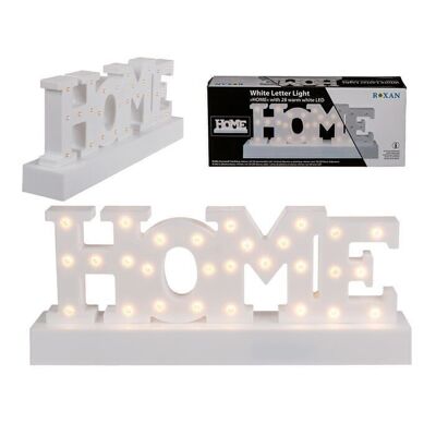White lettering, Home, with 28 warm white LEDs,