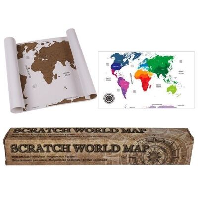 World map to scratch off, approx. 42 x 30 cm