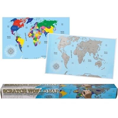 World map to scratch off, approx. 88 x 52 cm,