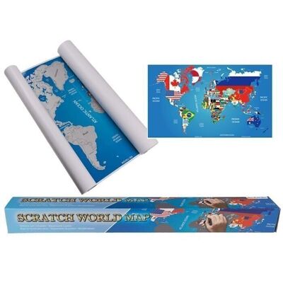 World map to scratch off, flags,